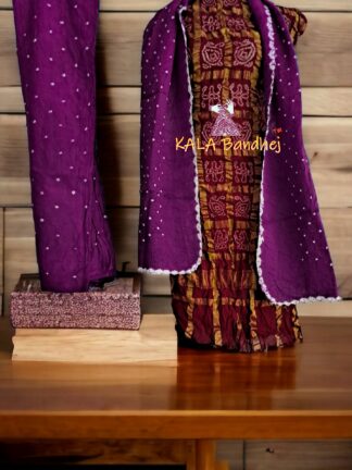 Maroon Magenta Kala Cotton Wedding Gharchola Dress Material