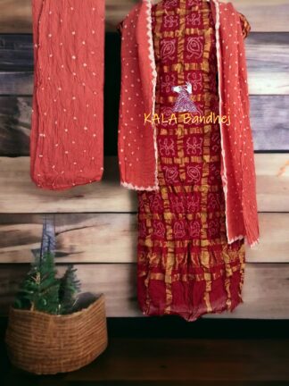 Red Pitch Kala Cotton Wedding Gharchola Dress Material