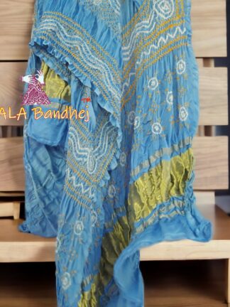 Light Sky Dupatta Bandhani Pure Gaji Silk