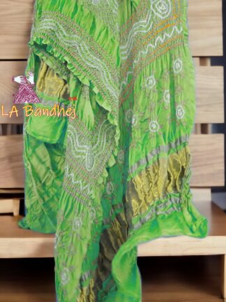 Light Parrot Dupatta Bandhani Pure Gaji Silk