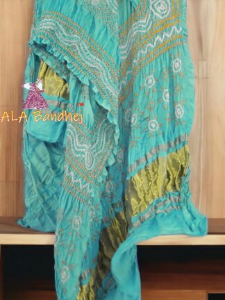 Light Aqua Dupatta Bandhani Pure Gaji Silk