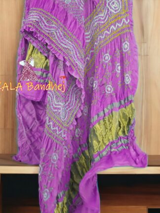 Light Flower Pink Dupatta Bandhani Pure Gaji Silk