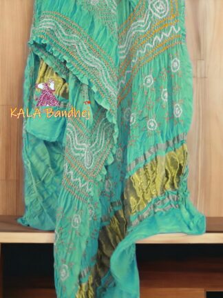 Light Rama Dupatta Bandhani Pure Gaji Silk