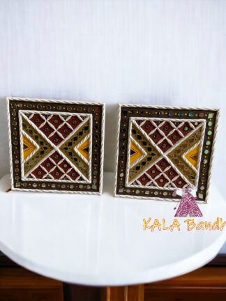 Square 6 X 6 Mud Work Frame Lippan Art Hand Made Combo Of 2