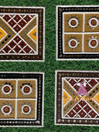Square 6 X 6 Mud Work Frame Lippan Art Hand Made Combo Of 4