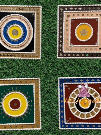 Square 6 X 6 Mud Work Frame Lippan Art Hand Made Combo Of 4