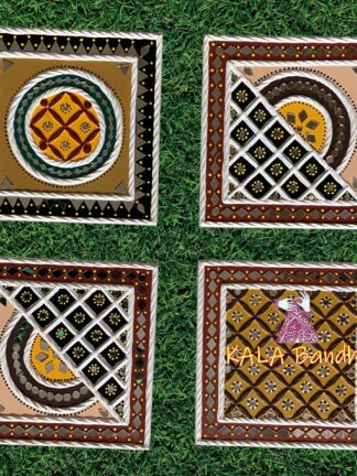 Square 6 X 6 Mud Work Frame Lippan Art Hand Made Combo Of 4