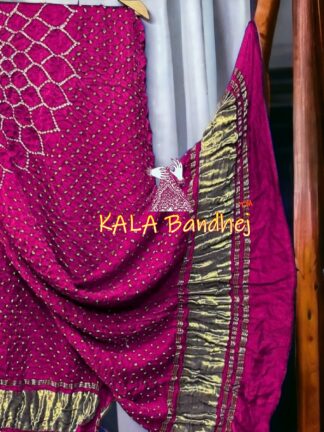 Rani Pink Makdi Bandhani Dupatta Pure Gaji Silk