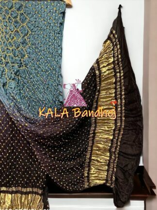 Silver Black Makdi Bandhani Dupatta Pure Gaji Silk