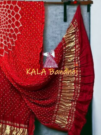 Maroon Red Makdi Bandhani Dupatta Pure Gaji Silk