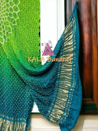 Parrot Rama Makdi Bandhani Dupatta Pure Gaji Silk
