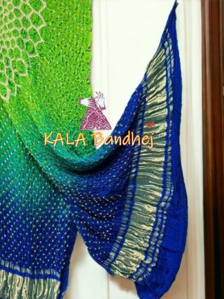 Parrot Blue Makdi Bandhani Dupatta Pure Gaji Silk