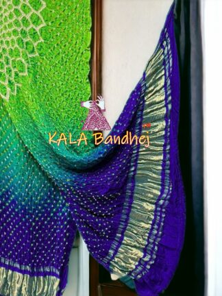 Purple Parrot Makdi Bandhani Dupatta Pure Gaji Silk