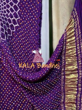 Purple Makdi Bandhani Dupatta Pure Gaji Silk