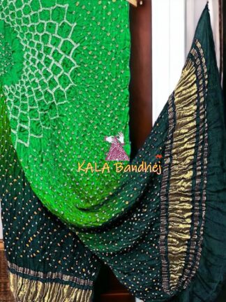 Parrot Green Makdi Bandhani Dupatta Pure Gaji Silk