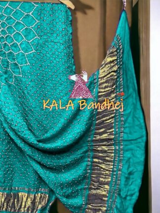 Aqua Makdi Bandhani Dupatta Pure Gaji Silk