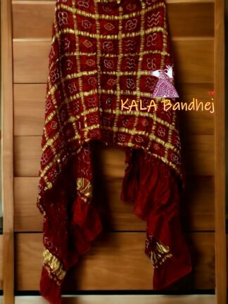Dark Marron GajiSilk Gharchola Bandhani Dupatta