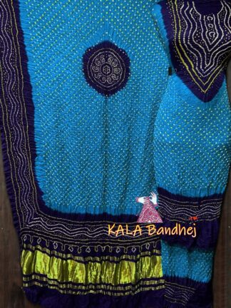 Navy Sky Bandhani Dress Material Modal Silk