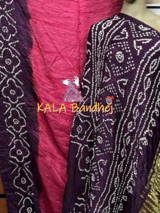 Pink Purple Bandhani Panetar Saree Pure Modal Silk