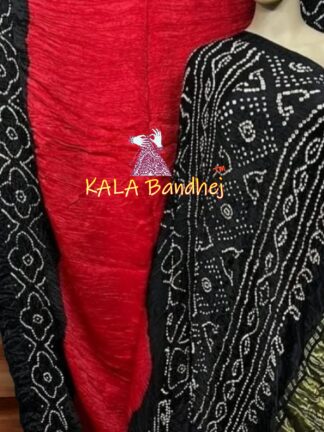 Red Black Bandhani Panetar Saree Pure Modal Silk