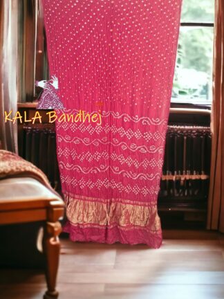Pink Bandhani Saree Pure Modal Silk