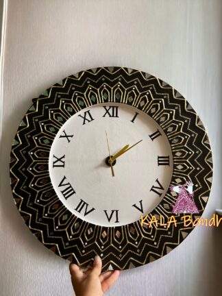 Clock Round 18 X 18 Mud Work Frame Lippan Art Hand Made Watch