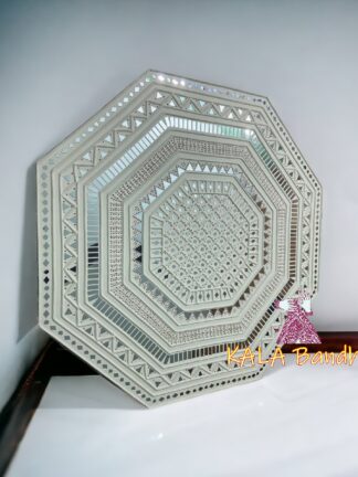 Hexagon 36 X 36 Mud Work Frame Lippan Art Hand Made Big Wall Frame