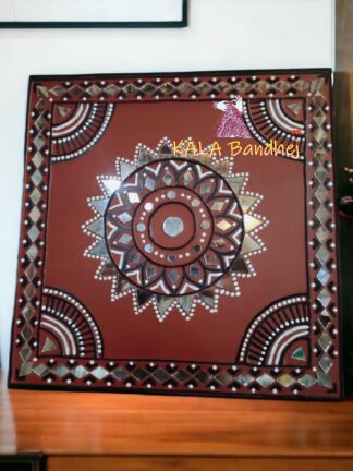Square 12 X 12 Mud Work Frame Lippan Art Hand Made 14