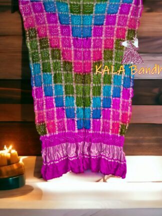 Multi Color Bandhani Gharchola Dupatta Pure GajiSilk 25