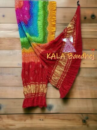 Multi Color Bandhani Dupatta Pure Gaji Silk 05