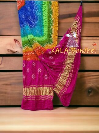 Multi Color Bandhani Dupatta Pure Gaji Silk 06