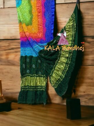 Multi Color Bandhani Dupatta Pure Gaji Silk 07