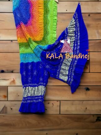 Multi Color Bandhani Dupatta Pure Gaji Silk 09