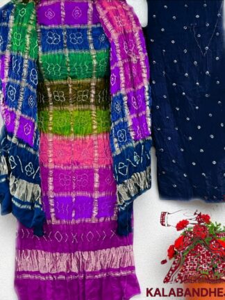 Wine Magna Bandhani Multi Gharchola Dress Material Pure Gaji Silk