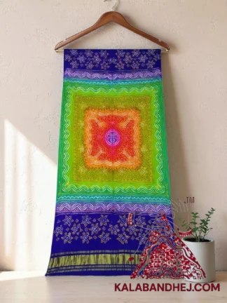 Blue Multi Color Chandrakhani Bandhani Dupatta Pure Gaji Silk
