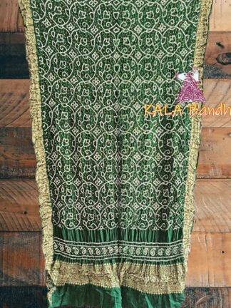 Green Shikari Naksi Jari Bandhani Dupatta Pure Gaji Silk