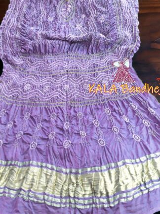 Pastel Lavender Dupatta Bandhani Pure Gaji Silk