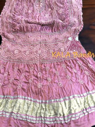 Pastel Baby Rose Dupatta Bandhani Pure Gaji Silk