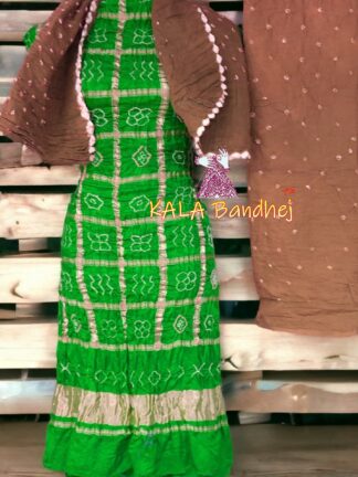 Parrot Skin Bandhani Gharchola Dress Material Pure GajiSilk