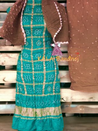 Aqua Skin Bandhani Gharchola Dress Material Pure GajiSilk
