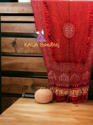 Red Bandhani Dupatta Morlo Pure GajiSilk