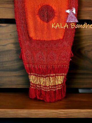 Red Orange Bandhani Dupatta Morlo Pure GajiSilk
