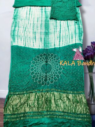 Rama Shibori Bandhani Saree Pure Modal Silk