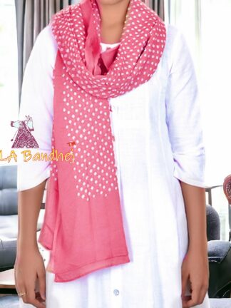 Pastel Rani Bandhani Pure Cotton Dupatta