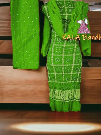 Parrot Bandhani Gharchola Dress Material Pure GajiSilk