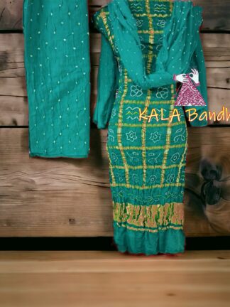 Aqua Rama Bandhani Gharchola Dress Material Pure GajiSilk