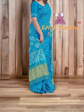 Sky Pure GajiSilk Bandhani Saree