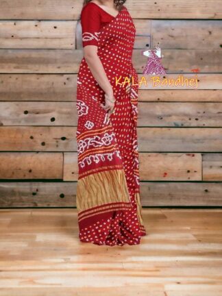 Wedding Red Pure GajiSilk Bandhani Saree