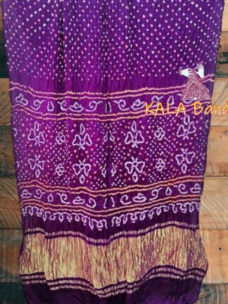 Brinjal Bandhani Saree Pure GajiSilk