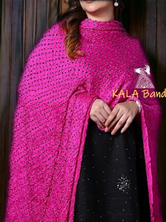 Pink Pure GajiSilk Bandhani Dupatta